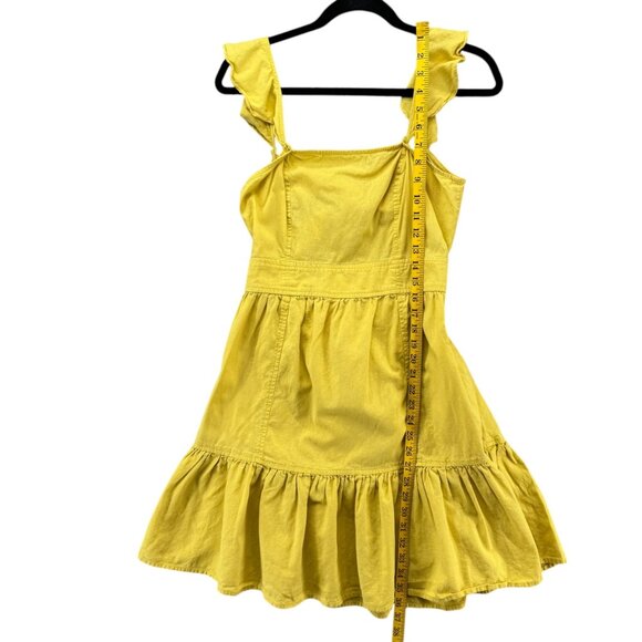 Chelsea & Violet Prairie Blues Linen Dress Yellow Sleeveless Tie Back Pleat Sz S - Picture 10 of 16